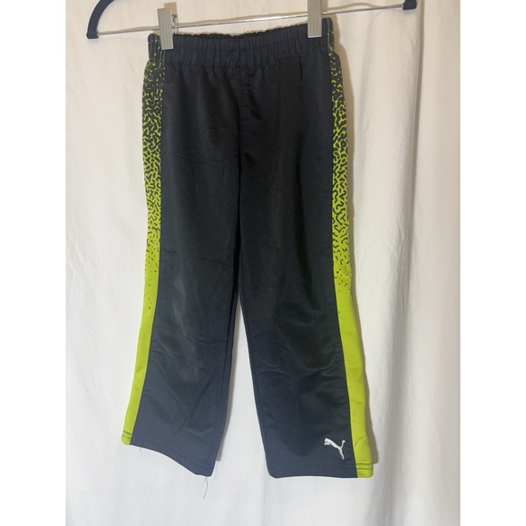 Puma‎ Boys Kids Active Long Pants Gray & Yellow Lime 4T Q34 - Picture 1 of 4